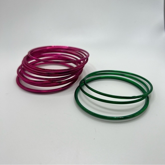 Pink and Green Bangles - Set of 16 - Picture 1 of 10